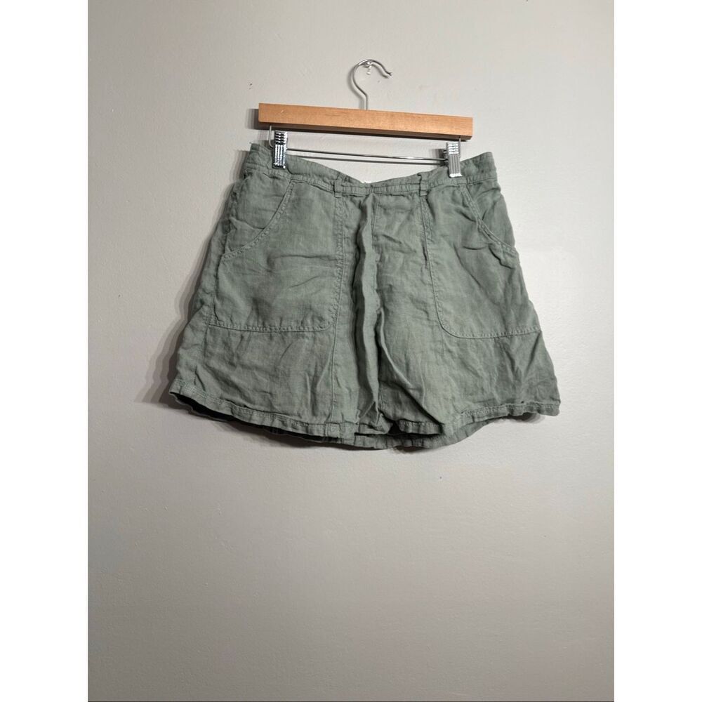 Nicole Miller Sage Green Linen Flat Front Stretch Walking Chino‎ Shorts Medium